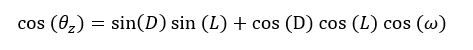 Zenith angle formula